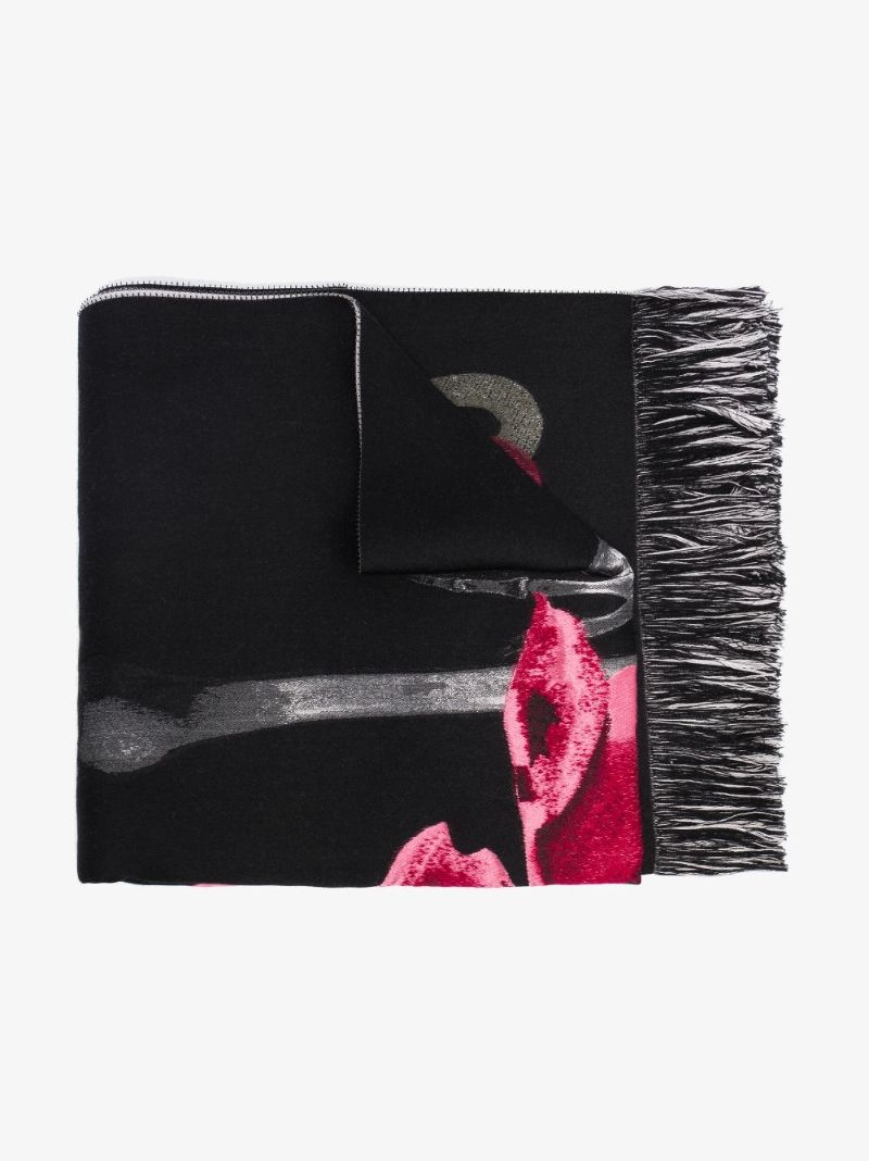 Black X-ray Skeleton Floral Scarf