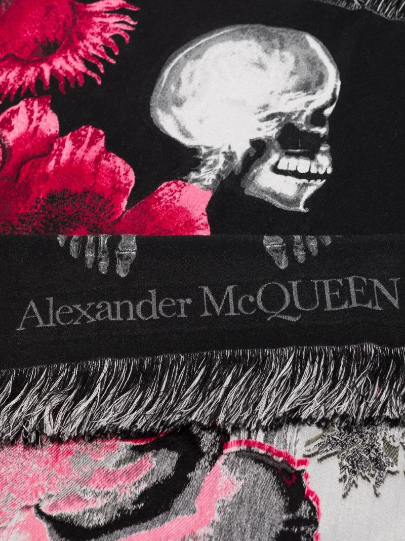 Black X-ray Skeleton Floral Scarf