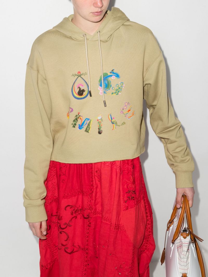 Smile Cropped Cotton Hoodie