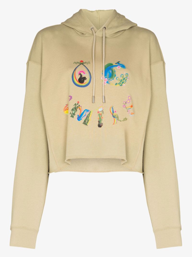 Smile Cropped Cotton Hoodie