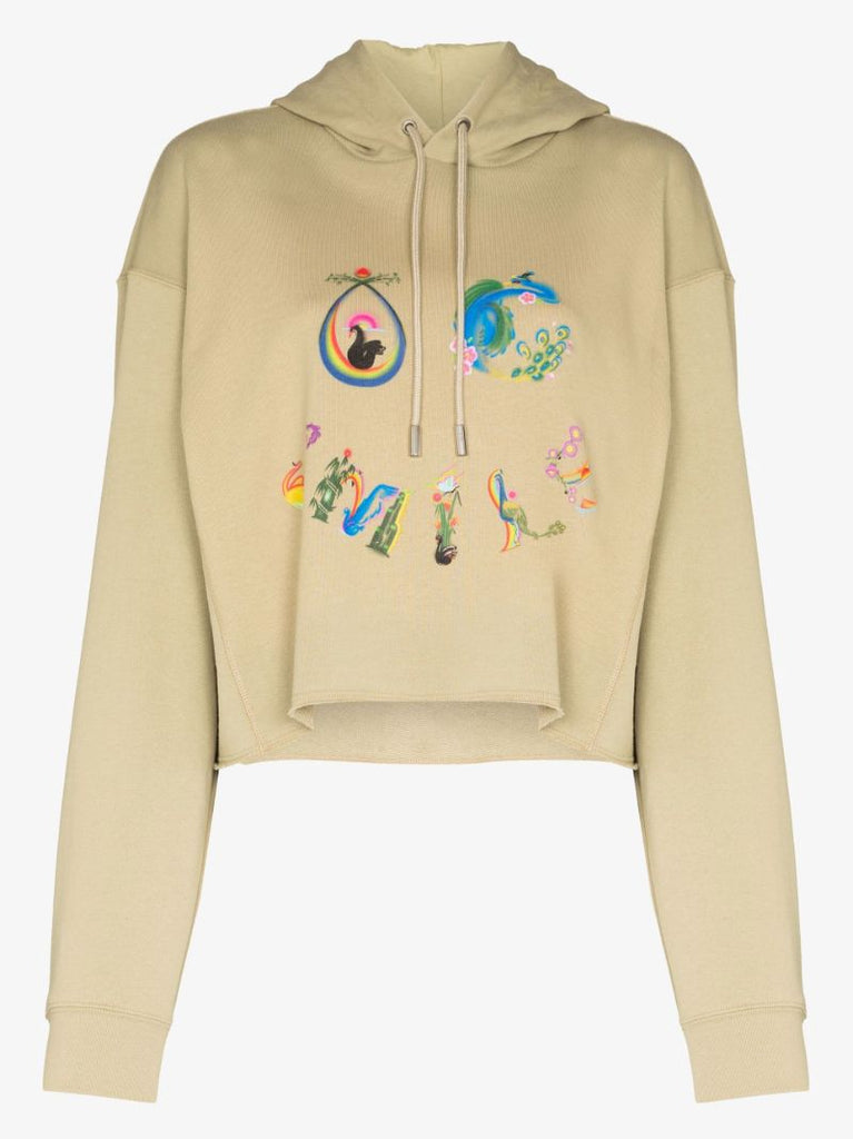 Smile Cropped Cotton Hoodie