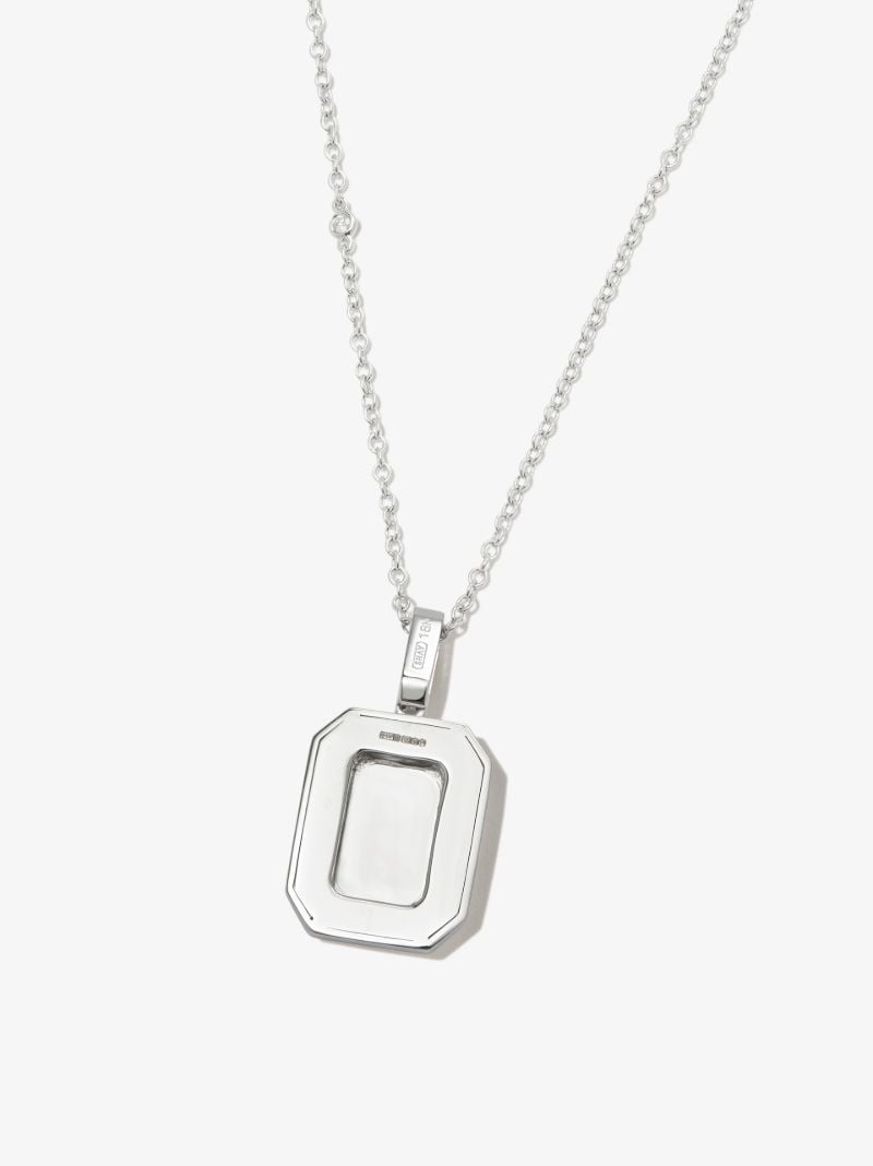 18k White Gold O Initial Diamond Pendant Necklace