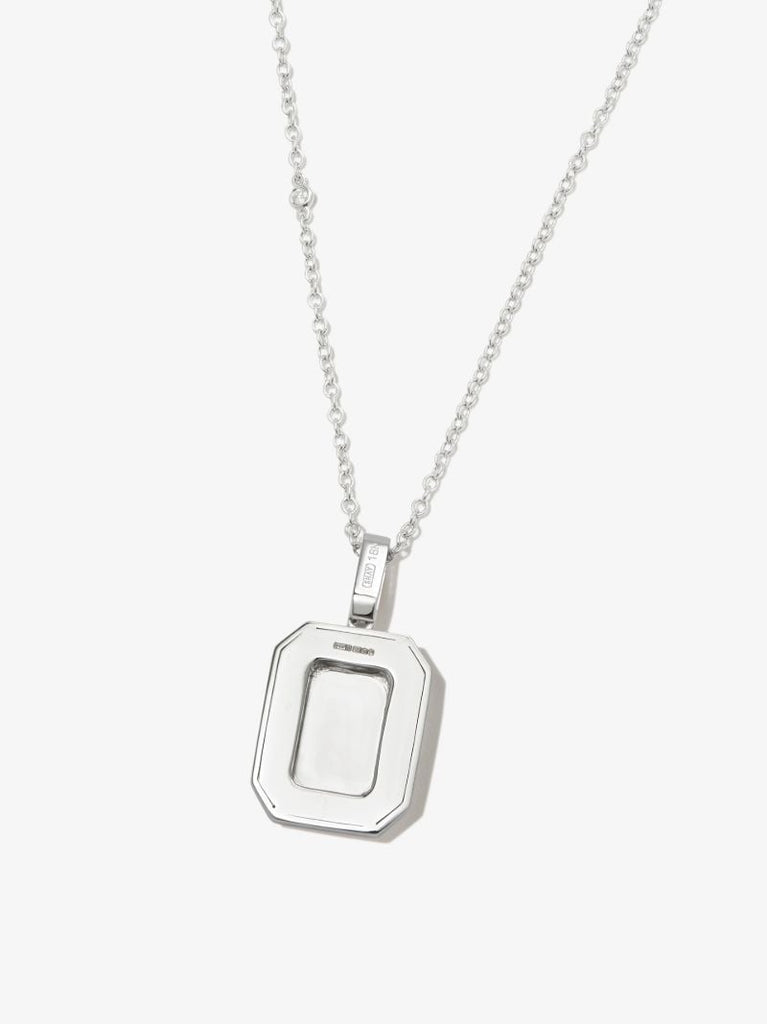18k White Gold O Initial Diamond Pendant Necklace
