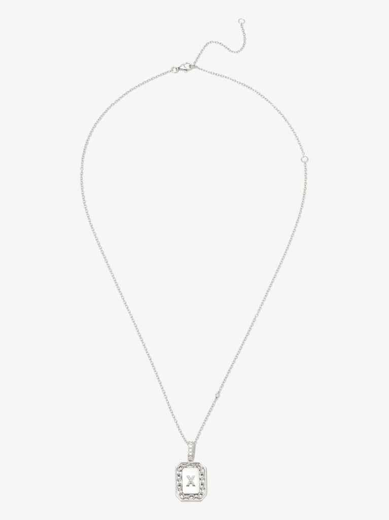 18k White Gold X Initial Diamond Pendant Necklace