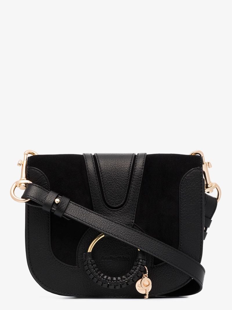 Black Hana Leather Cross Body Bag
