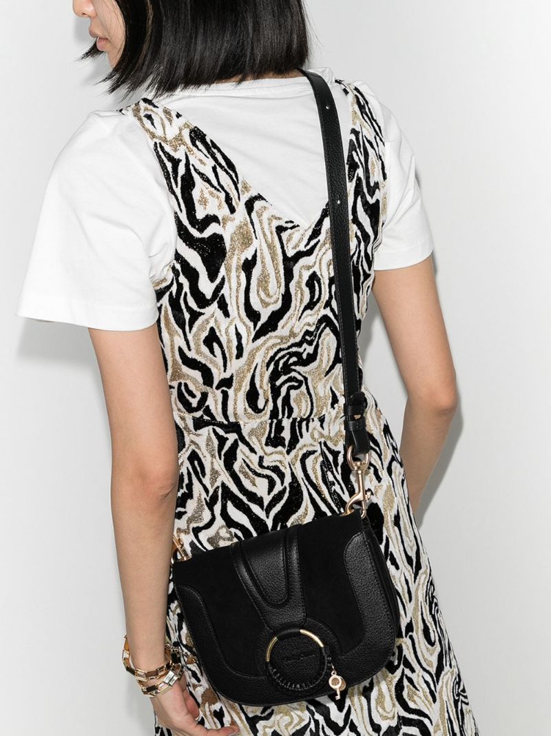 Black Hana Leather Cross Body Bag