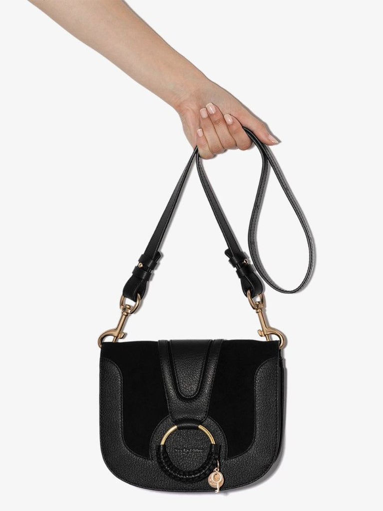 Black Hana Leather Cross Body Bag