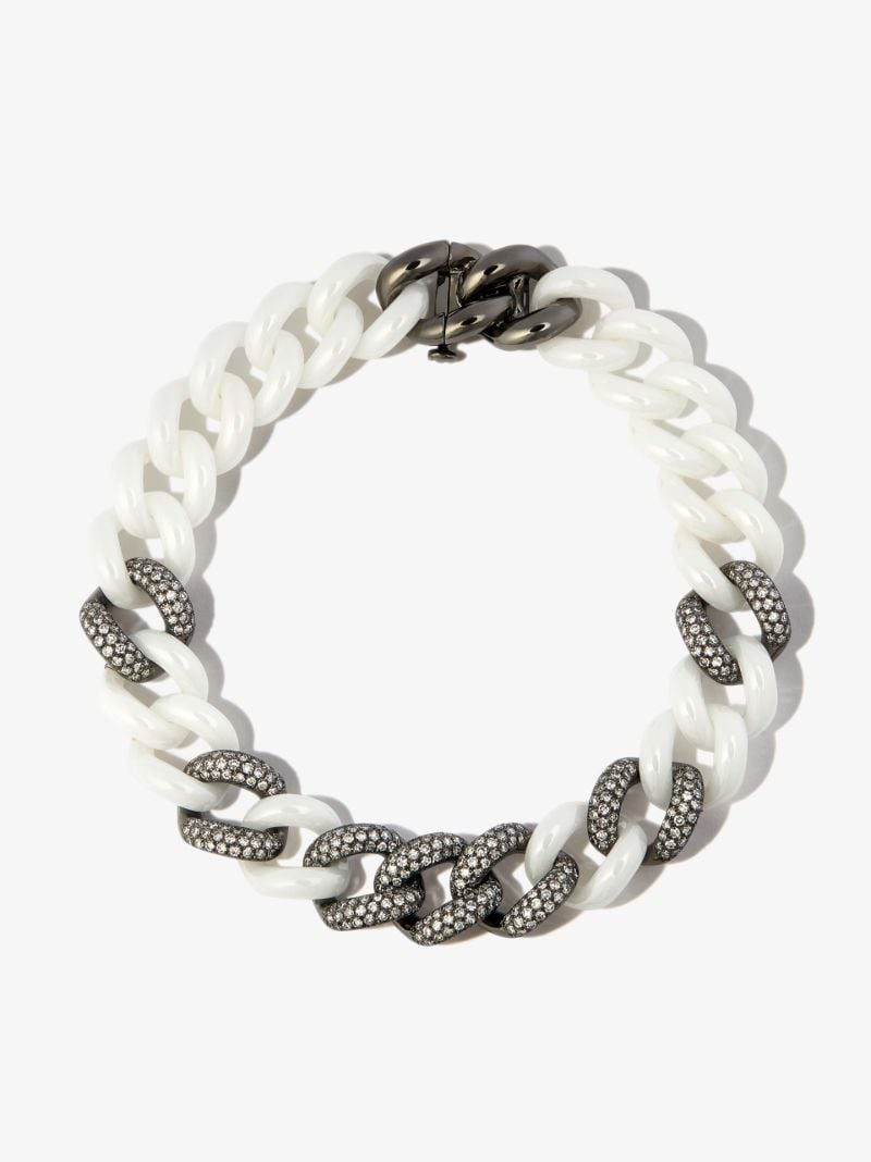 18k Black Gold Curb Chain Diamond Bracelet