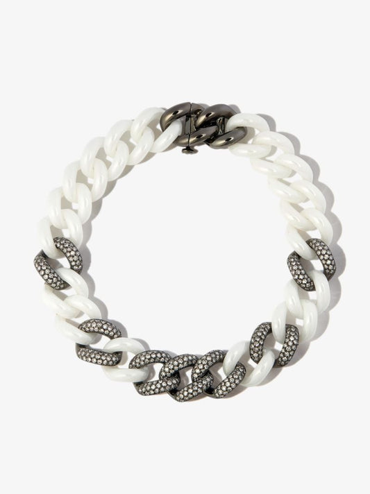 18k Black Gold Curb Chain Diamond Bracelet