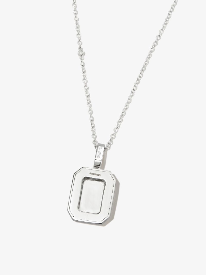 18k White Gold a Initial Diamond Pendant Necklace
