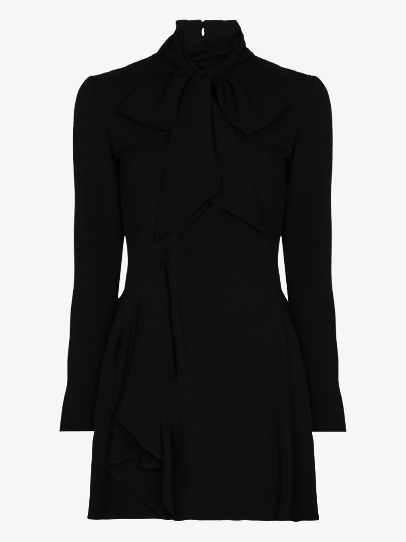 Black Tie-neck Mini Dress