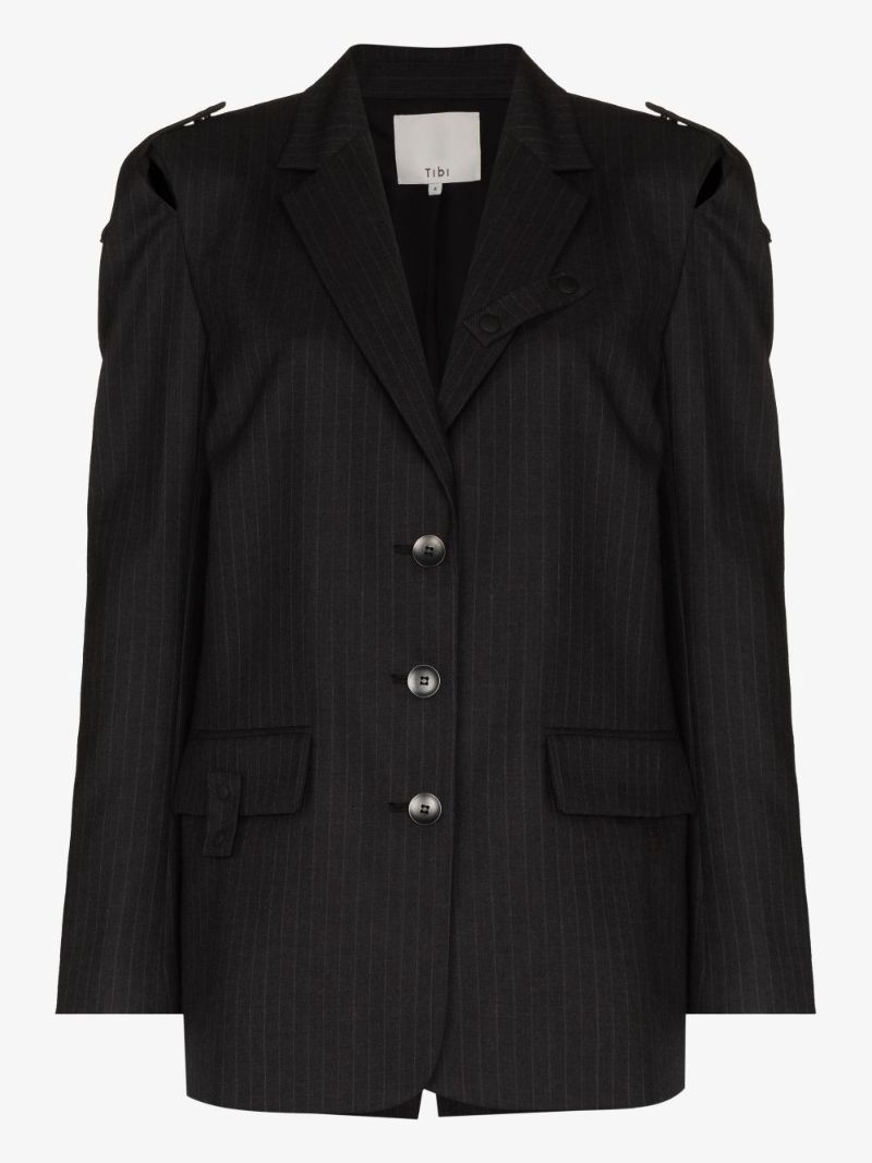 Everett Cutout Pinstripe Blazer