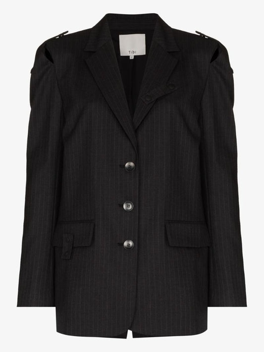 Everett Cutout Pinstripe Blazer