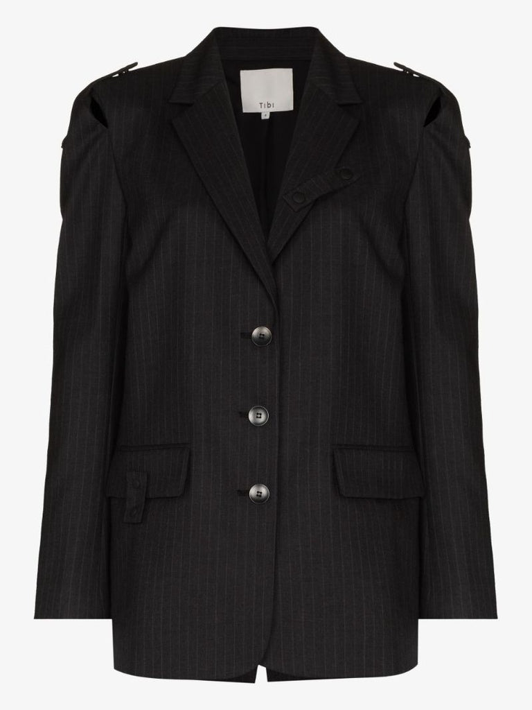 Everett Cutout Pinstripe Blazer