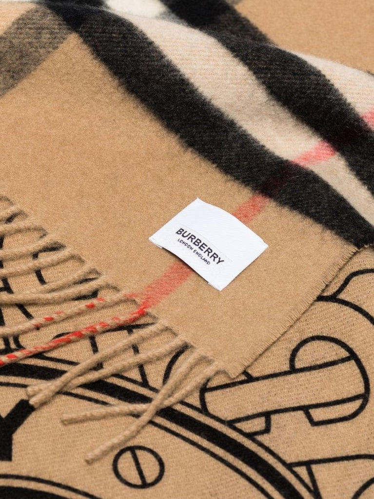 Neutral Reversible Monogram Cashmere Scarf