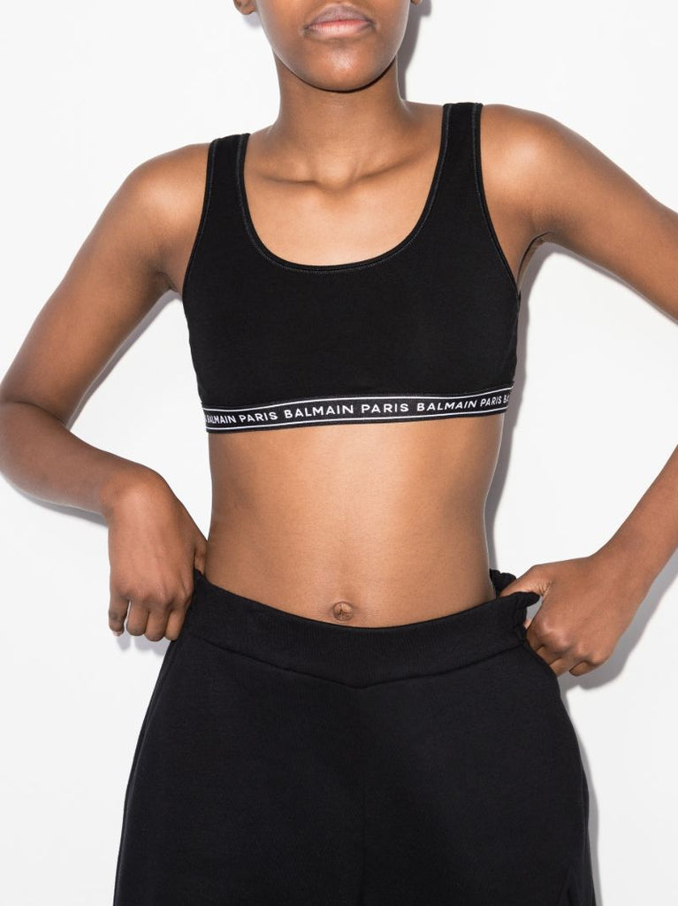 Black Logo Cotton Bralette