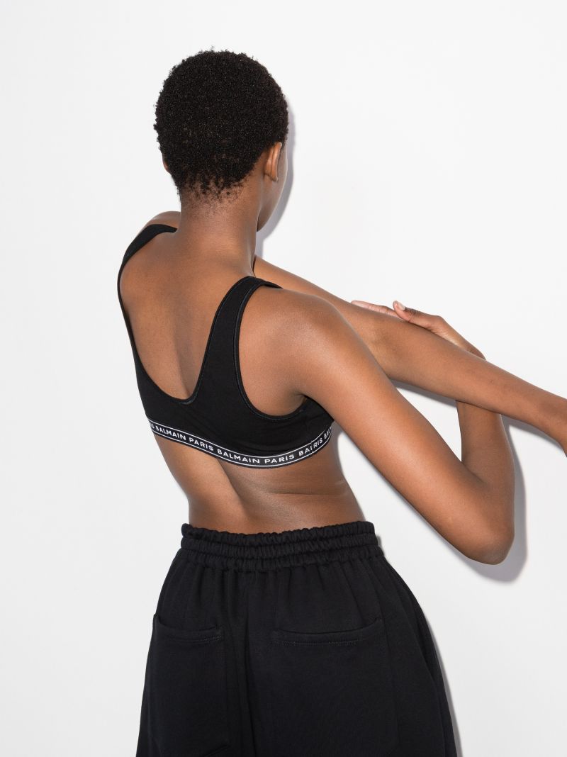 Black Logo Cotton Bralette