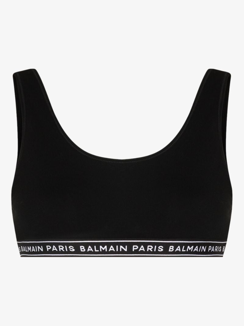 Black Logo Cotton Bralette