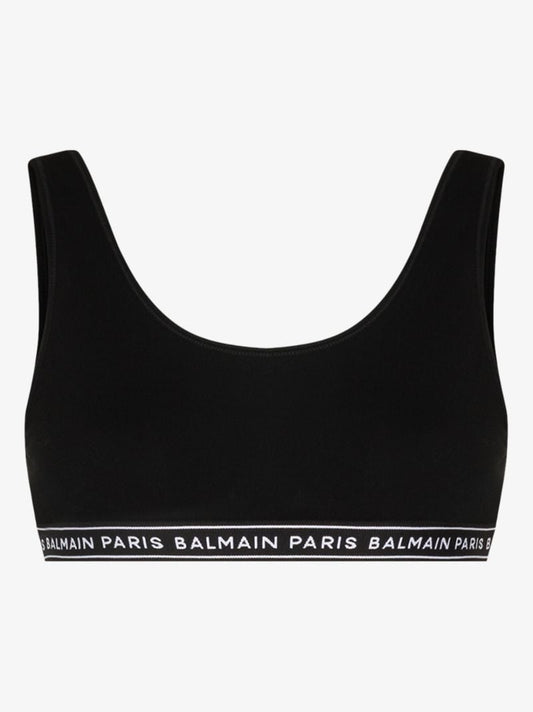 Black Logo Cotton Bralette