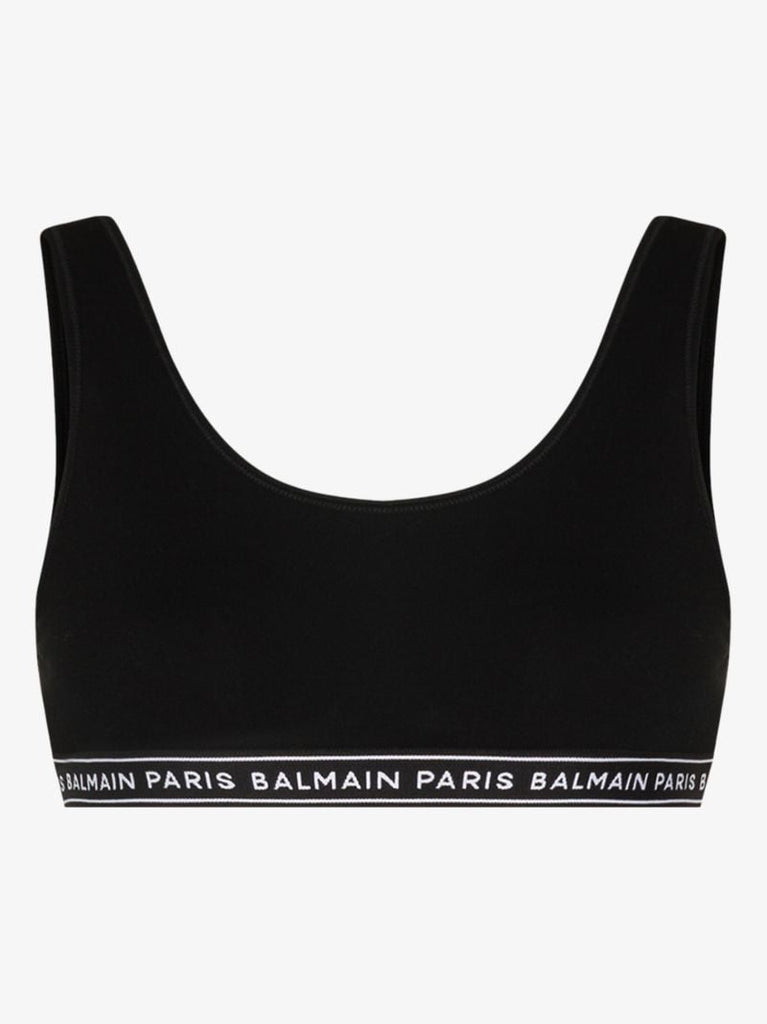 Black Logo Cotton Bralette