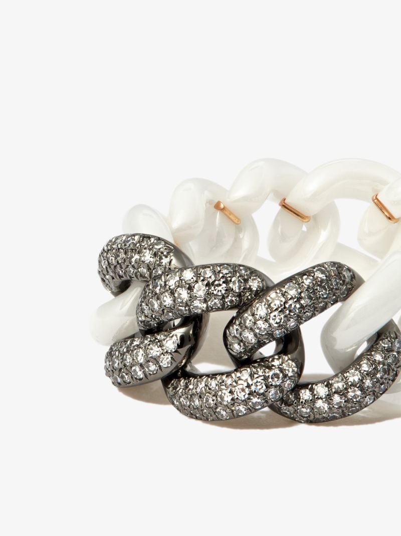 18k Black Gold Curb Link Diamond Ring