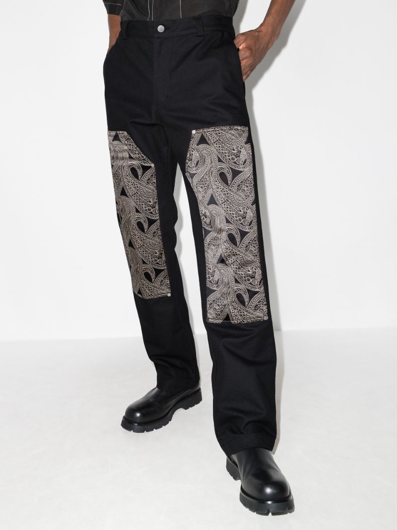Paisley Panel Straight Leg Trousers