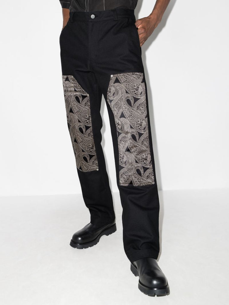 Paisley Panel Straight Leg Trousers