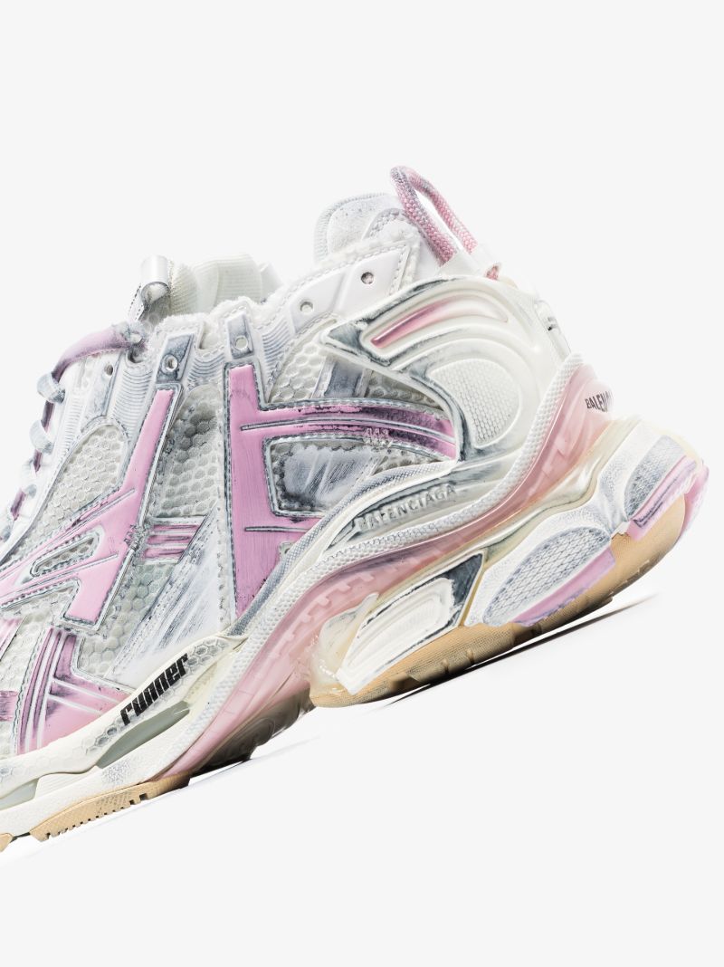 White and Pink Runner Sneakers
