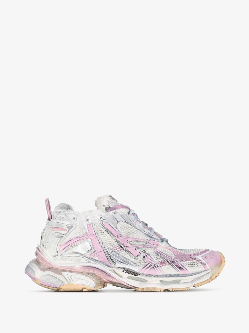 White and Pink Runner Sneakers