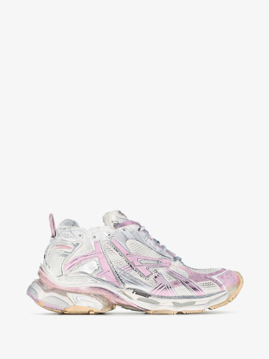 White and Pink Runner Sneakers