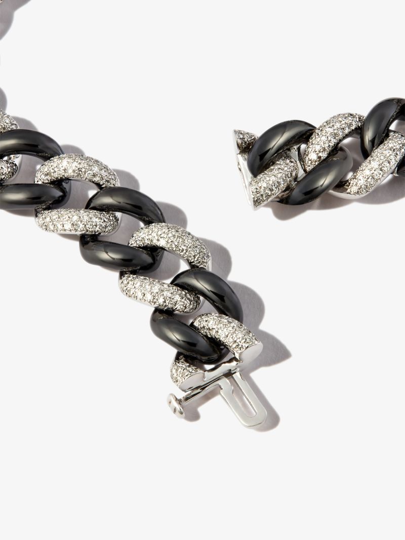 18k Black and White Gold Curb Link Diamond Bracelet