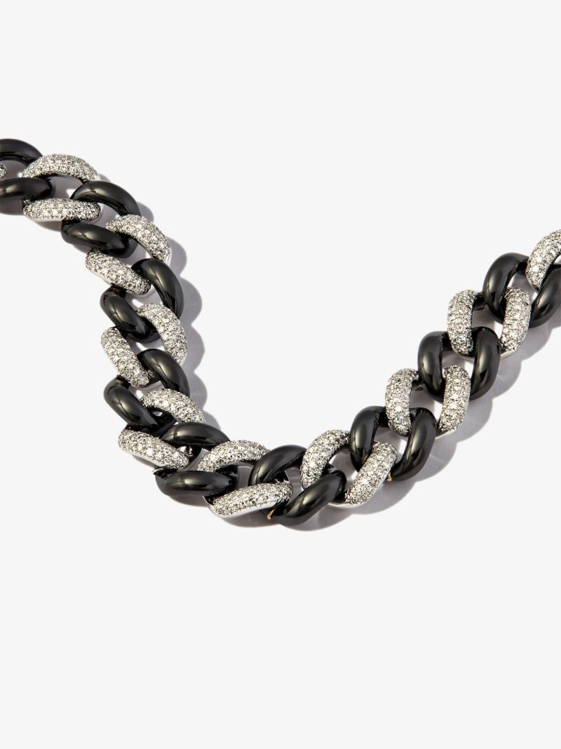 18k Black and White Gold Curb Link Diamond Bracelet