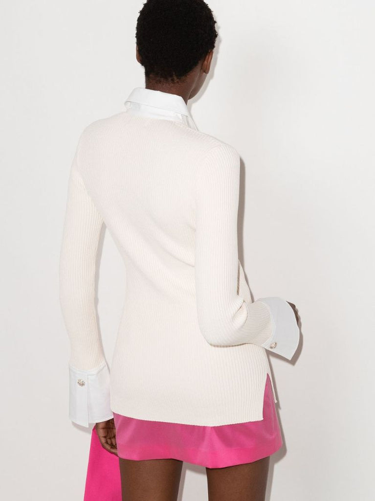 Ribbed Crystal Button Shirt