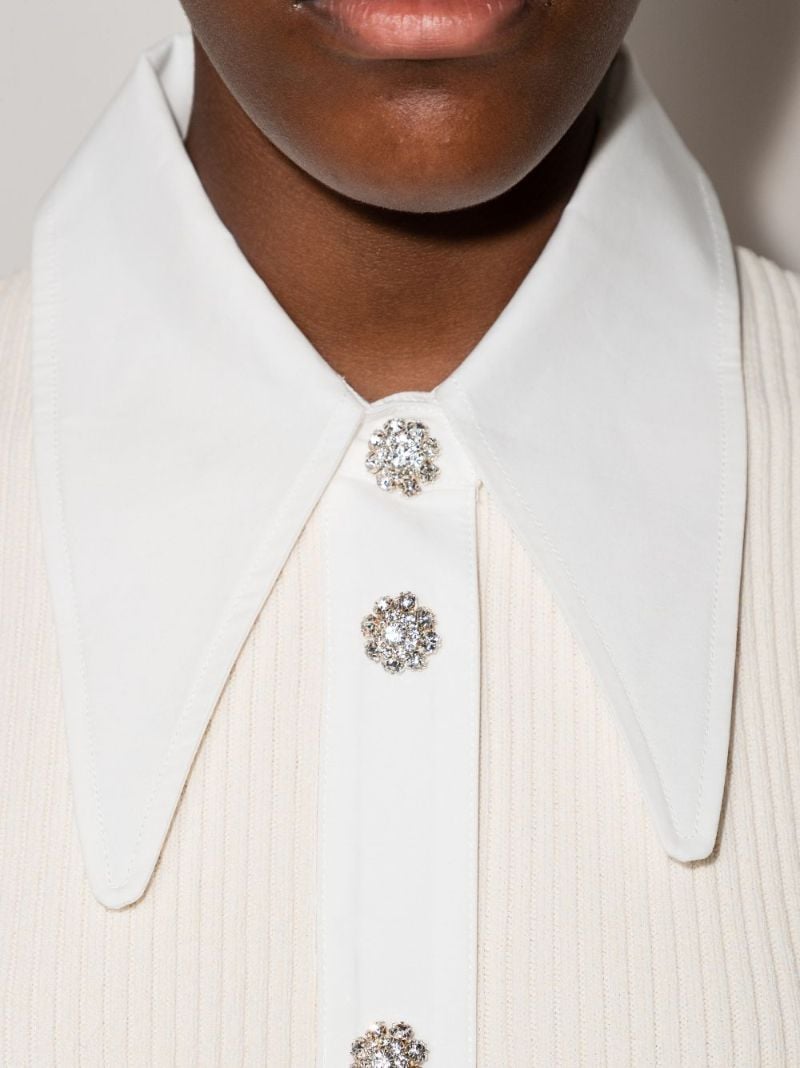 Ribbed Crystal Button Shirt