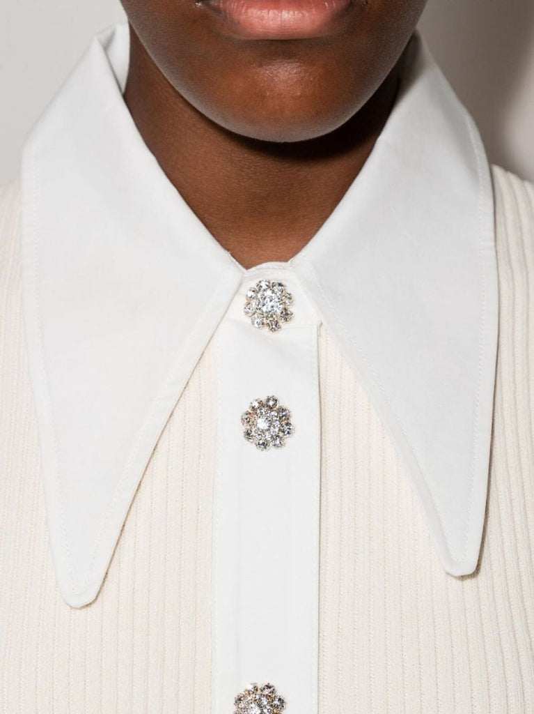 Ribbed Crystal Button Shirt