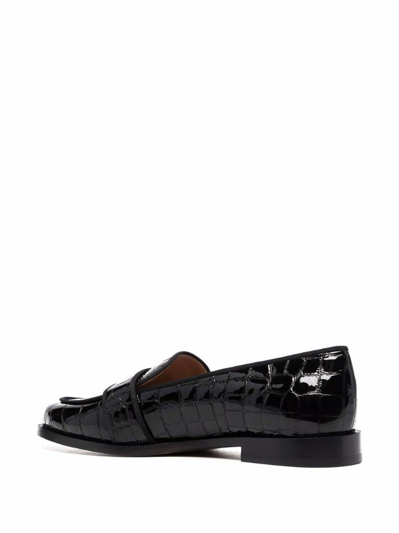 Black Martin Snake-embossed Leather Loafers