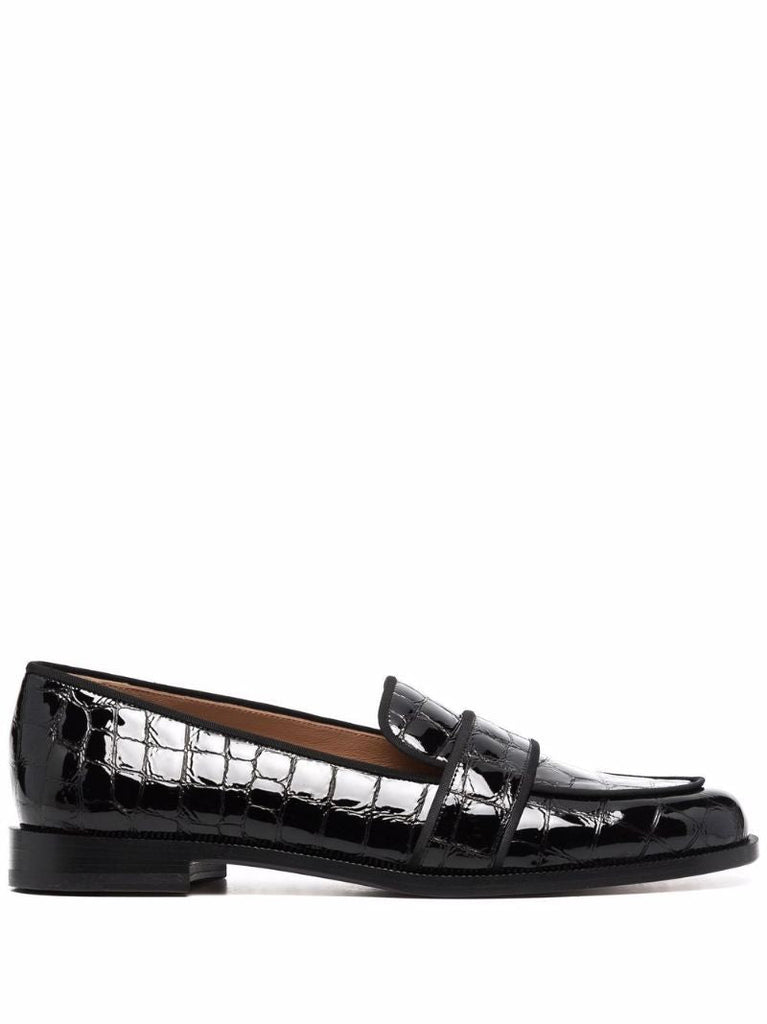 Black Martin Snake-embossed Leather Loafers