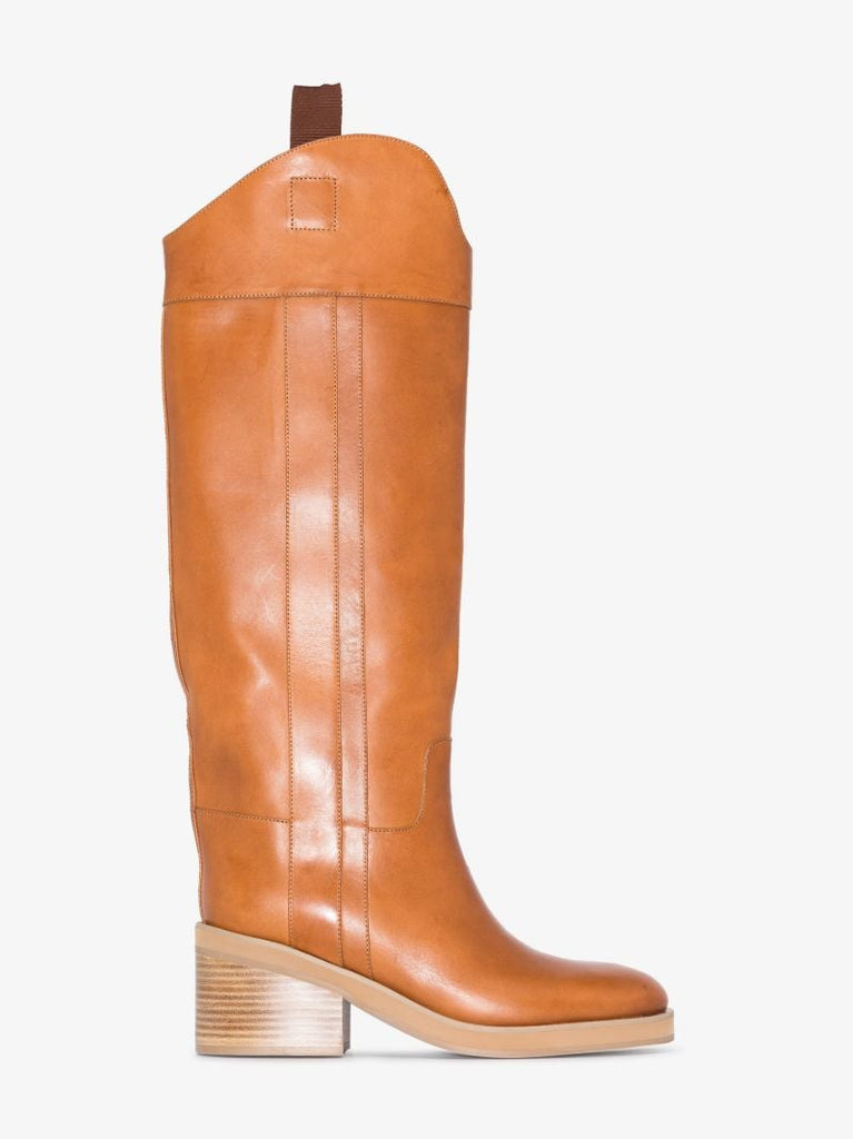 Brown Tonya 70 Knee-high Leather Boots