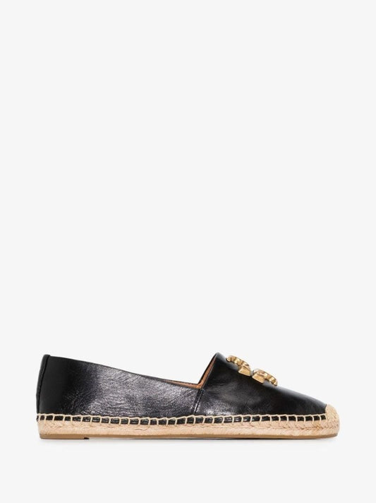 Black Eleanor Leather Espadrilles
