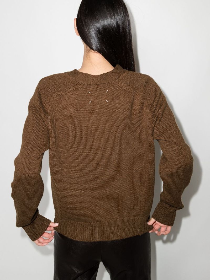 Distressed Knitted Wool Cardigan