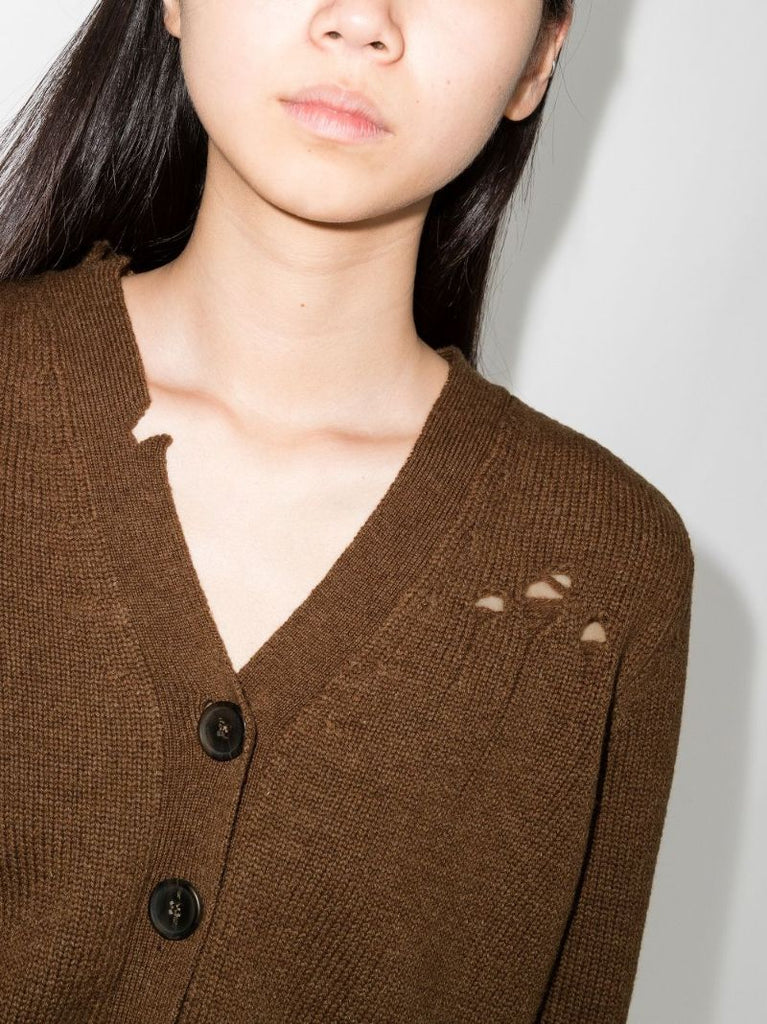 Distressed Knitted Wool Cardigan
