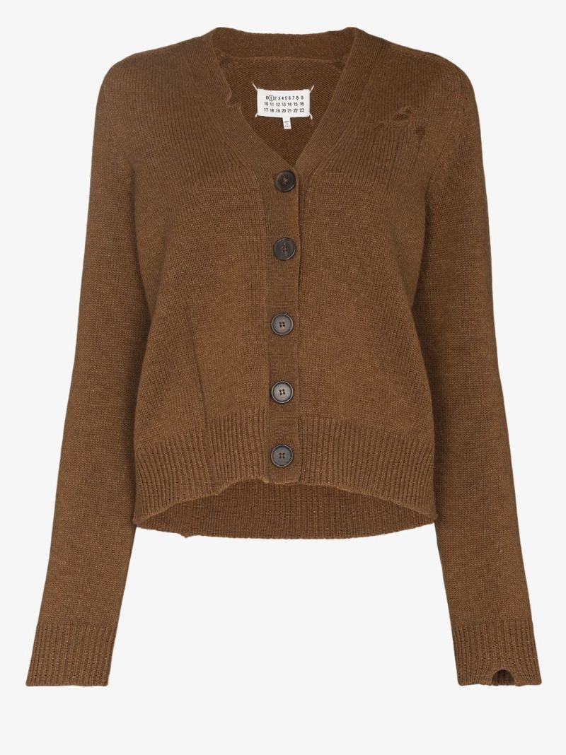 Distressed Knitted Wool Cardigan