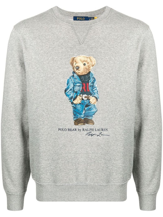 Grey Denim Polo Bear Cotton Sweatshirt