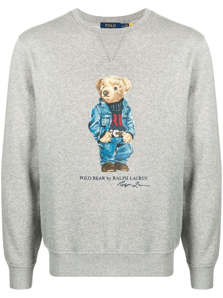 Grey Denim Polo Bear Cotton Sweatshirt