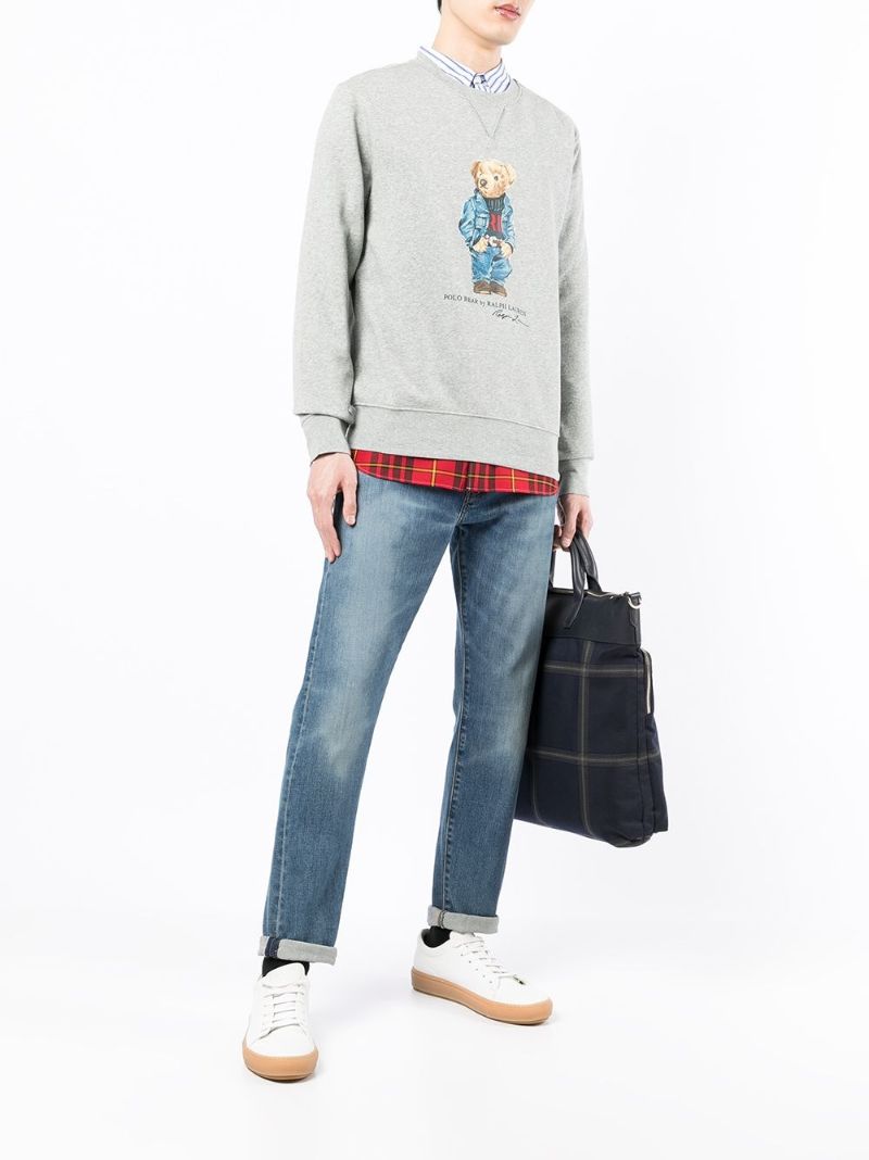 Grey Denim Polo Bear Cotton Sweatshirt
