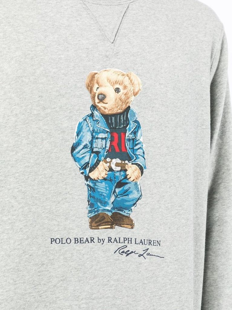 Grey Denim Polo Bear Cotton Sweatshirt