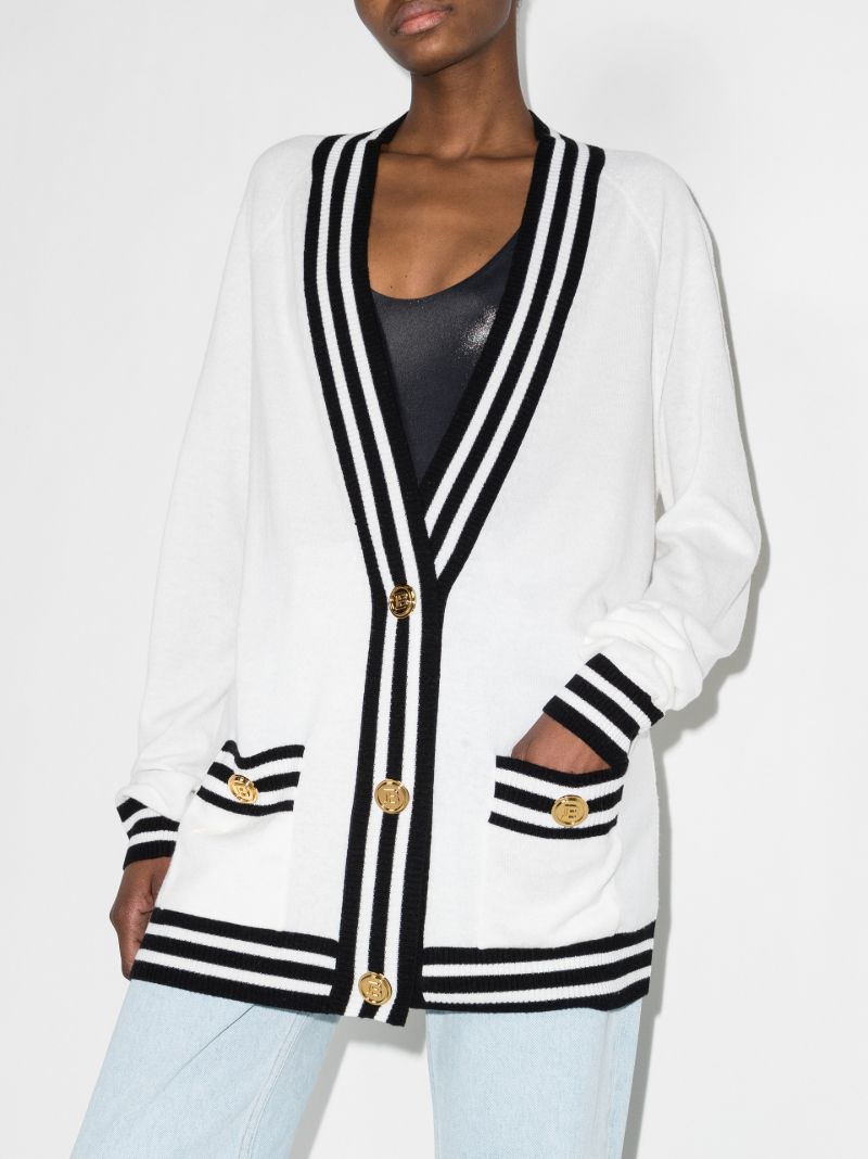 Striped Trim Knitted Cardigan