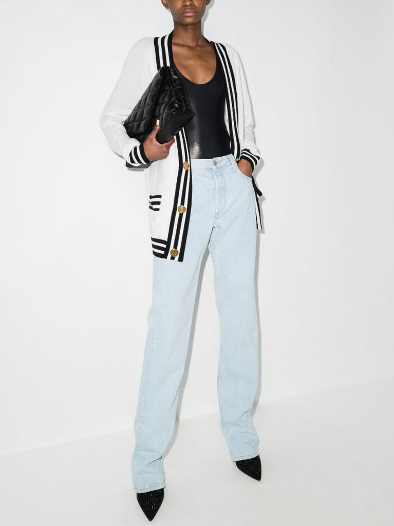 Striped Trim Knitted Cardigan