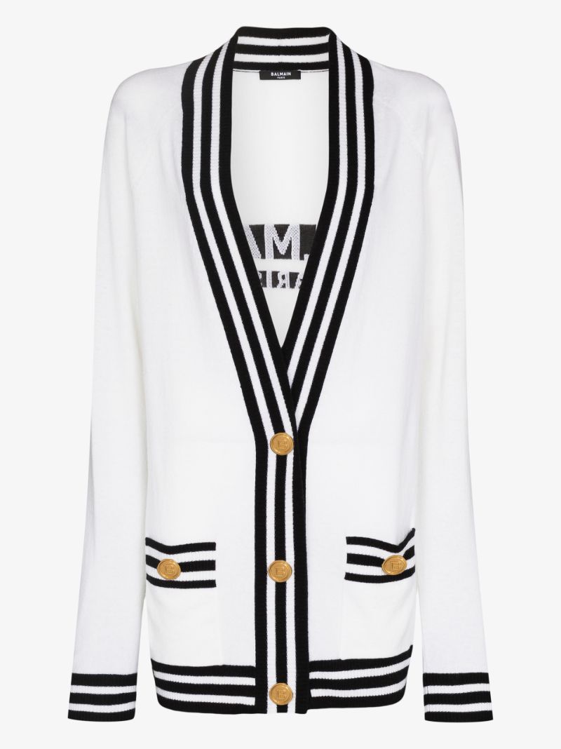 Striped Trim Knitted Cardigan
