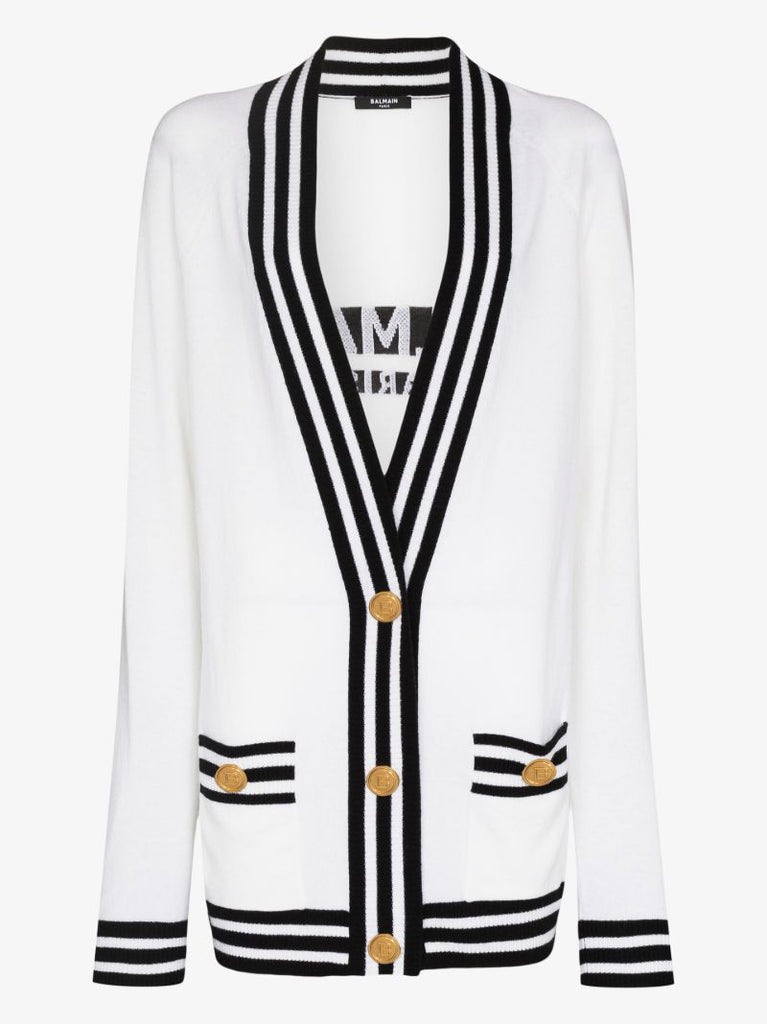 Striped Trim Knitted Cardigan